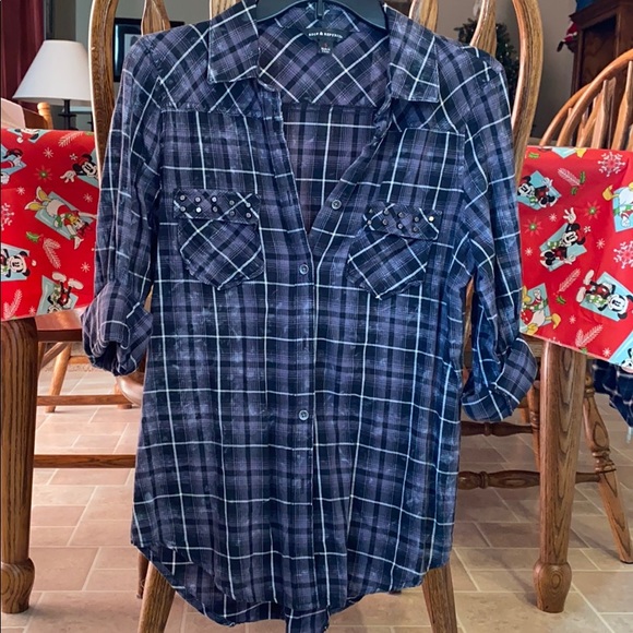 Rock Republic Purple Flannel Button Down - Picture 1 of 4